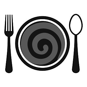 Place setting with plate,spoon and fork icon