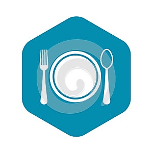 Place setting with plate,spoon and fork icon