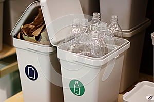 a place for sorting waste. garbage disposal is strictly categorized. rules for separating labels. environmentally