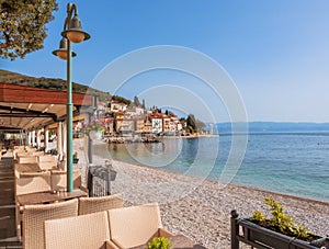 Place to relax in Moscenicka draga, Istria, Croatia. , view of the sea, relaxation. Beautiful seascape, tourism, the