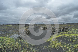 Place between two continents on Iceland, summer time