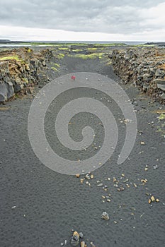 Place between two continents on Iceland, summer time