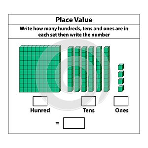 Place Value hundreds tens and ones. 10 blocks. and single blocks.