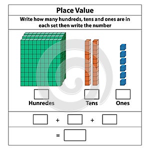 Place Value hundreds tens and ones. 10 blocks. and single blocks.