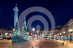 Place Vendome at night, Paris, France.