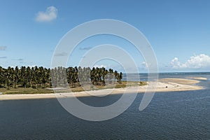 place where the river meets the sea at Praia dos Carneiros, Pernembuco, Brazil