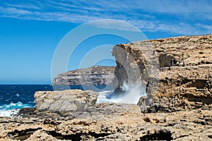 Place where was Azure Window after collapse in Gozo Island, Malta.