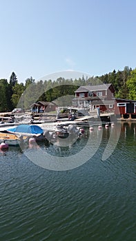 Nice view in front of small village on summer time