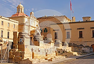 Brick gate surrounding the Church of Saint St Catherine of  Alexandria Italy, Valletta, Malta photo
