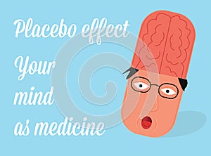 Placebo effect vector illustration. Medicine in mind. photo