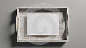 Placed. The tray has handles on each side with a rectangular