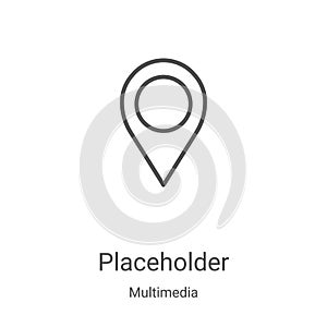 placeholder icon vector from multimedia collection. Thin line placeholder outline icon vector illustration. Linear symbol for use