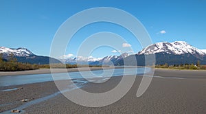 Placer river valley at Turnagain Arm near Anchorage Alaska USA