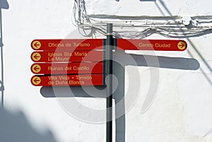 Landmark signpost, Medina Sidonia, Spain. photo