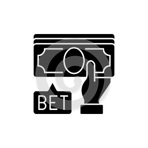 Placing bet black glyph icon