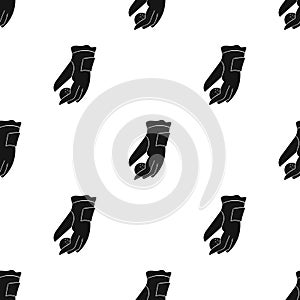 Placing of a golf ball icon in black style isolated on white background. Golf club symbol stock vector illustration.