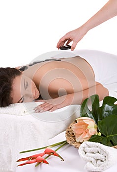 Placing the hot stones