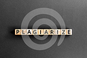 plagiarize - word from wooden blocks with letters