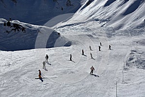 Plagne Centre, Winter landscape in the ski resort of La Plagne, France