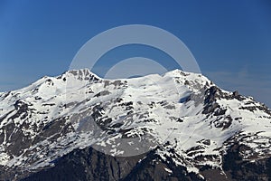 Plagne Centre, Winter landscape in the ski resort of La Plagne, France