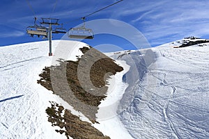 Plagne Centre, Winter landscape in the ski resort of La Plagne, France