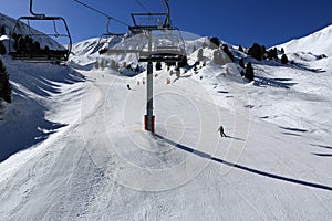 Plagne Centre, Winter landscape in the ski resort of La Plagne, France photo