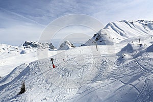 Plagne Villages, Winter landscape in the ski resort of La Plagne, France photo