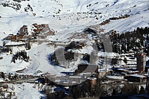 Plagne Villages, Winter landscape in the ski resort of La Plagne, France photo