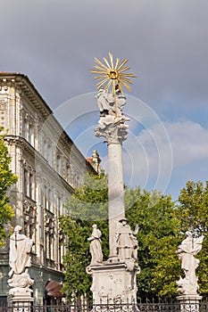 Plague Column at Fish Square in Bratislava, Slovakia.