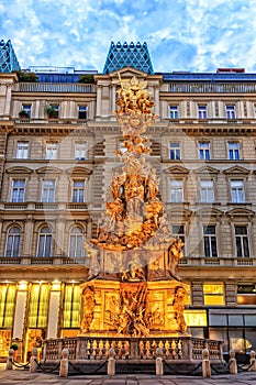 Plague Column in Graben Street in Vienna, Austria