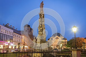 Plague Column in Kosice at night