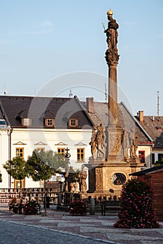 Plague column in the square in Mohelnice, Czech Republic