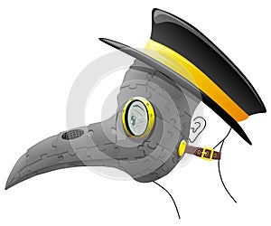 Plague doctor mask for holiday, carnival, masquerade, Halloween, vector illustration