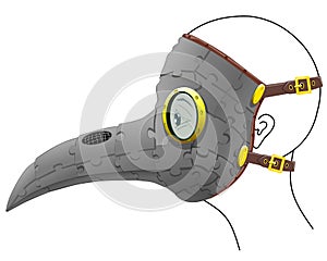 Plague doctor mask for holiday, carnival, masquerade, Halloween, vector illustration