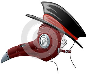 Plague doctor mask for holiday, carnival, masquerade, Halloween, vector illustration