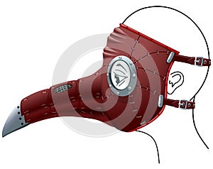 Plague doctor mask for holiday, carnival, masquerade, Halloween, vector illustration