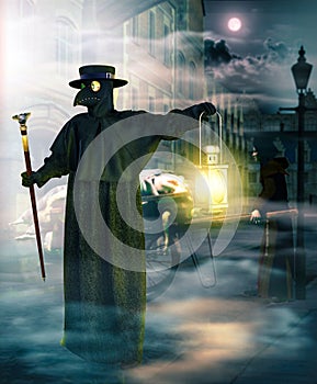 Plague Doctor picking up vitims at night