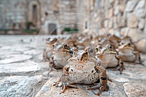 The Plague of Frogs, Biblical Event in Ancient Egypt. AI Generative
