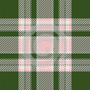 Plaid check pattern in green color. Seamless fabric texture. Tartan textile print