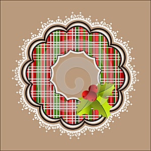 Plaid Christmas wreath white frill