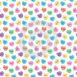 Candy Hearts Seamless Pattern