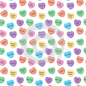 Candy Hearts Seamless Pattern
