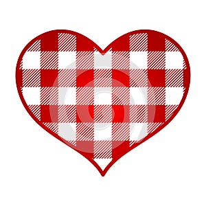 Plaid heart. Paper cut template. Checkered pattern. Valentine`s Day card