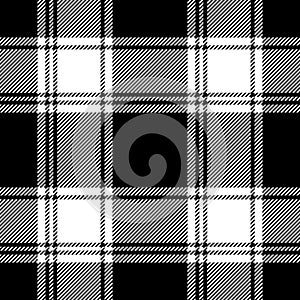 Plaid pattern in black and white. Buffalo check monochrome dark simple graphic vector for flannel shirt, skirt, blanket, duvet.