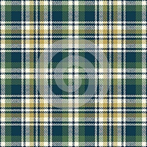 Plaid pattern in blue  green  gold  off white. Herringbone textured multicolored seamless tartan check plaid for flannel shirt.