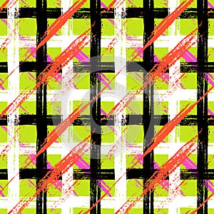 Plaid pattern with brushstrokes and stripes