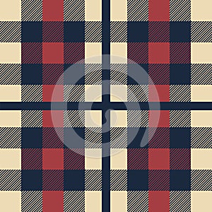 Plaid pattern. Classic Scottish cage seamless texture. Geometric checkered ornament. Repeated print for clothing and