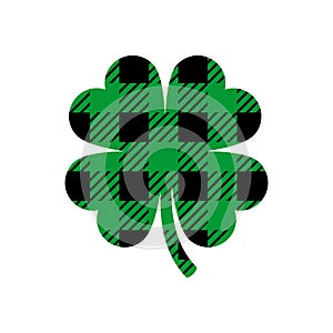 Plaid Pattern clover icon, Lucky clover. Four leaf clover icon, Vector illustration