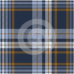 Plaid pattern in dusty blue, faded navy and brown.