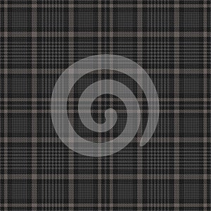 Plaid pattern glen tweed in dark grey. Seamless decorative tartan check plaid graphic art background for flannel shirt, skirt.